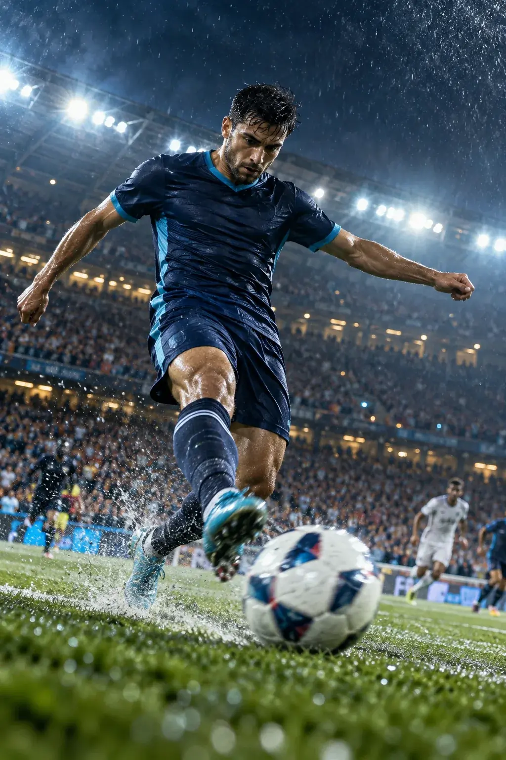 Live football match in a stadium